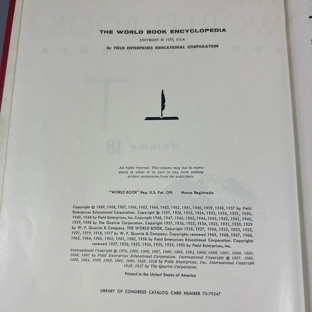 1970 The World Book Encyclopedia Volume T-18 Hardcover Vintage Book